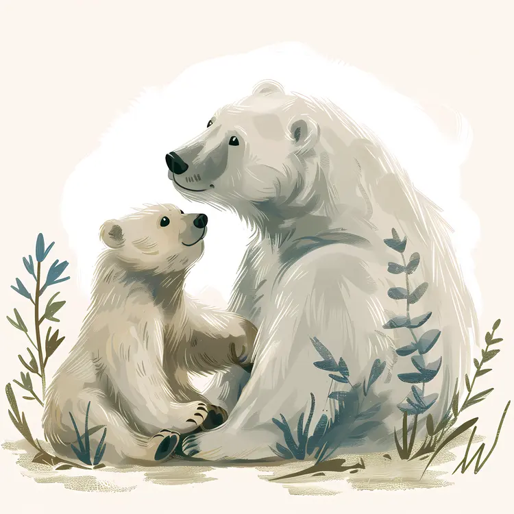 Mother and Cub Polar Bears