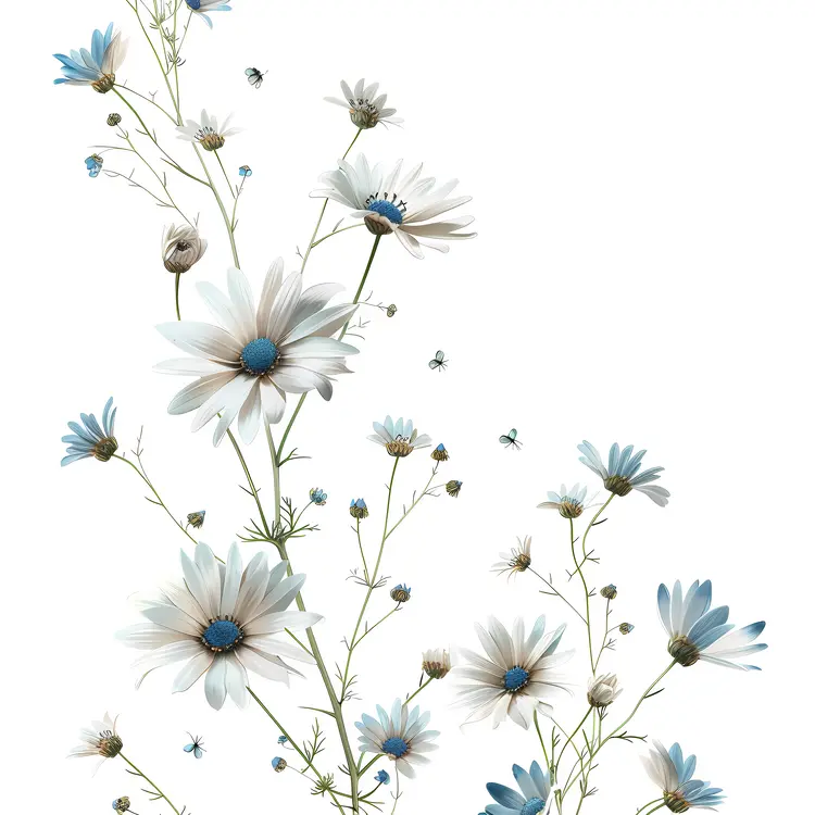 White and Blue Flowers in Bloom