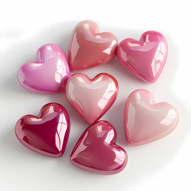 Glossy Pink Heart Shapes