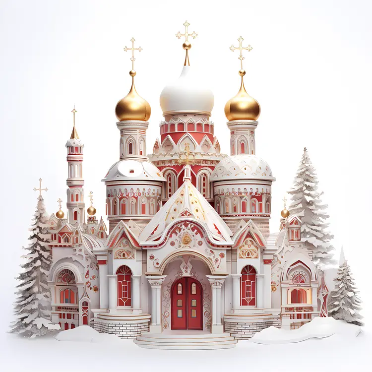 Ornate Church with Golden Domes