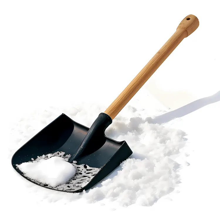 Black Snow Shovel with Wooden Handle