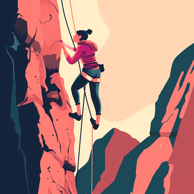 Rock Climber on Steep Cliff