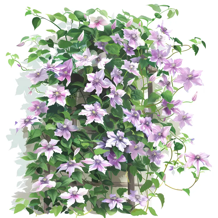 Purple Flowers Covering Brick Wall