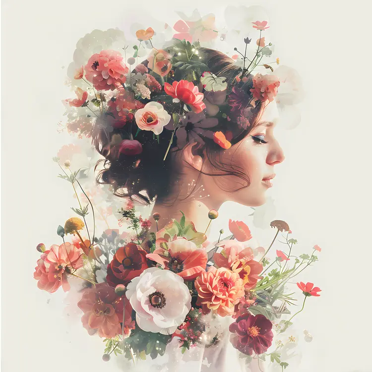 Realistic Floral Hair Girl