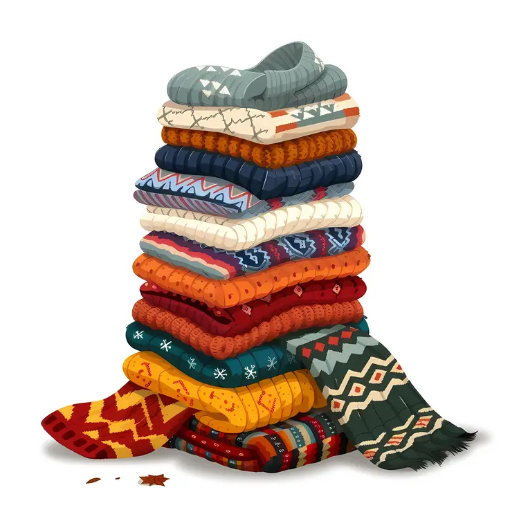 Stack of Colorful Sweaters