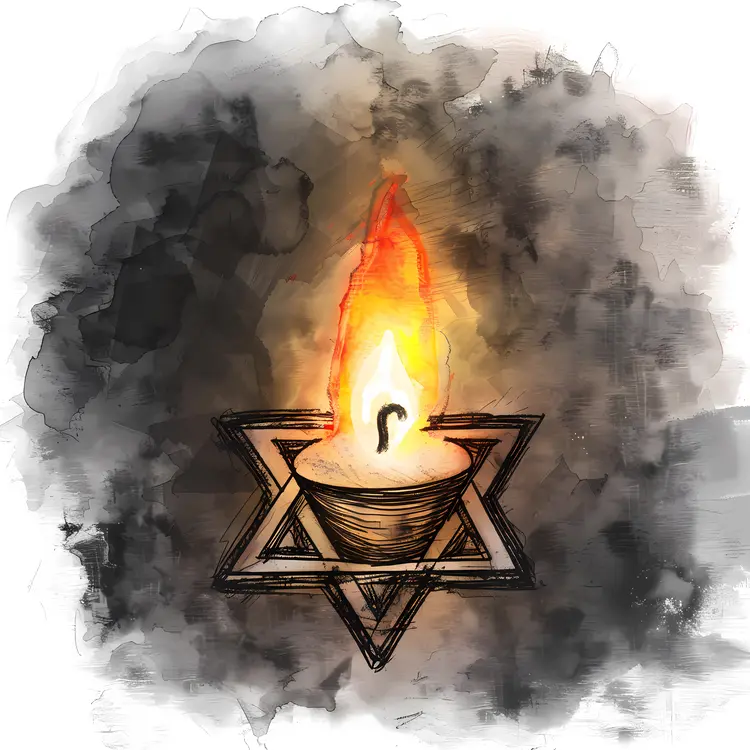 Candle with Star of David Illustration