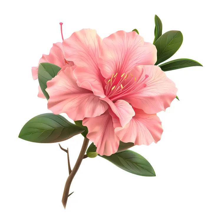 Single Pink Flower with Leaves
