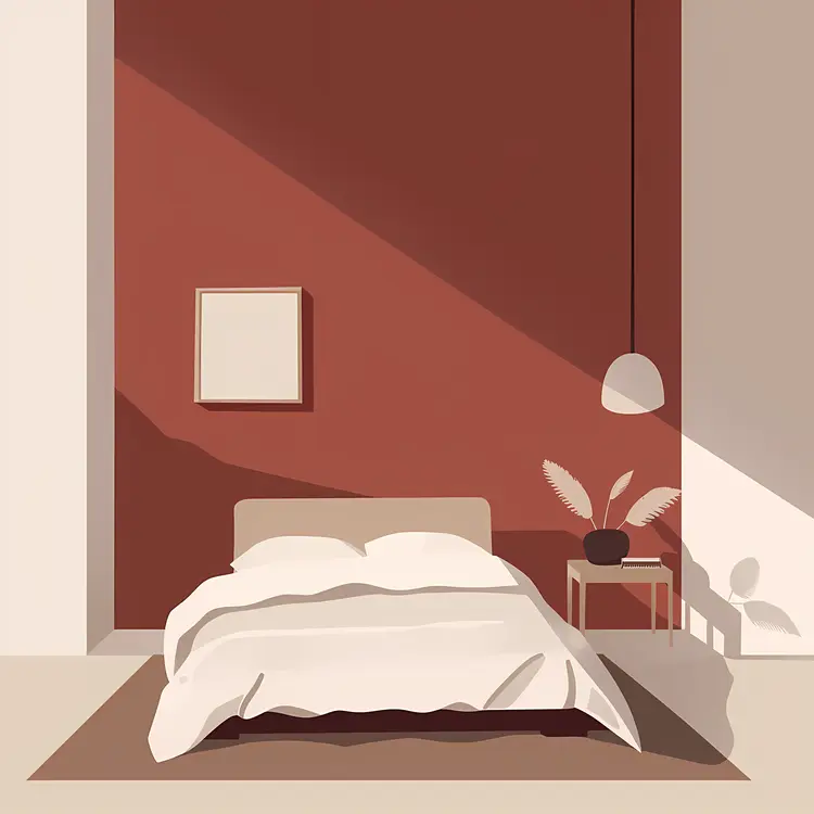 Minimalist Bedroom with Red Accent Wall