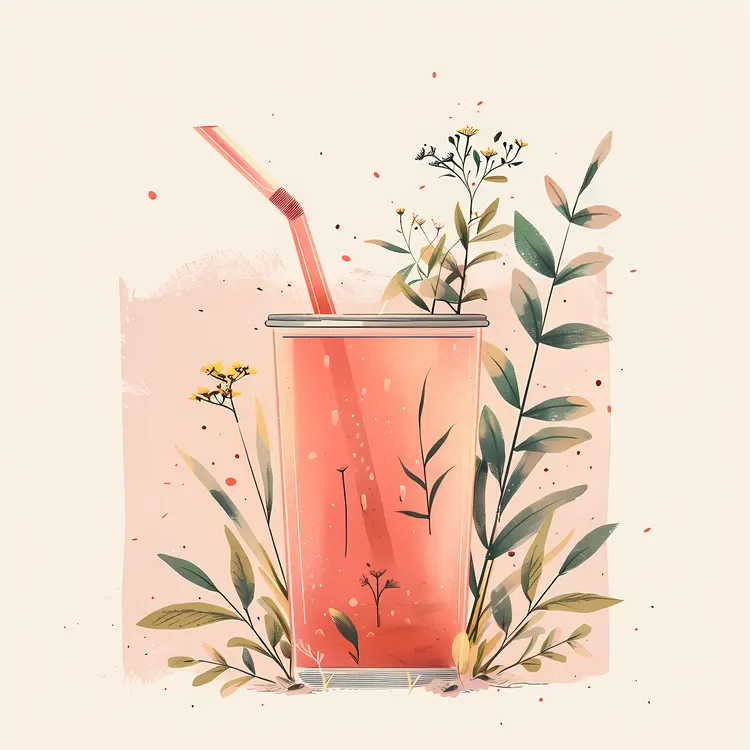 Pink Drink with Floral Decoration