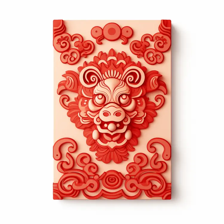 Red Dragon Carved Plaque