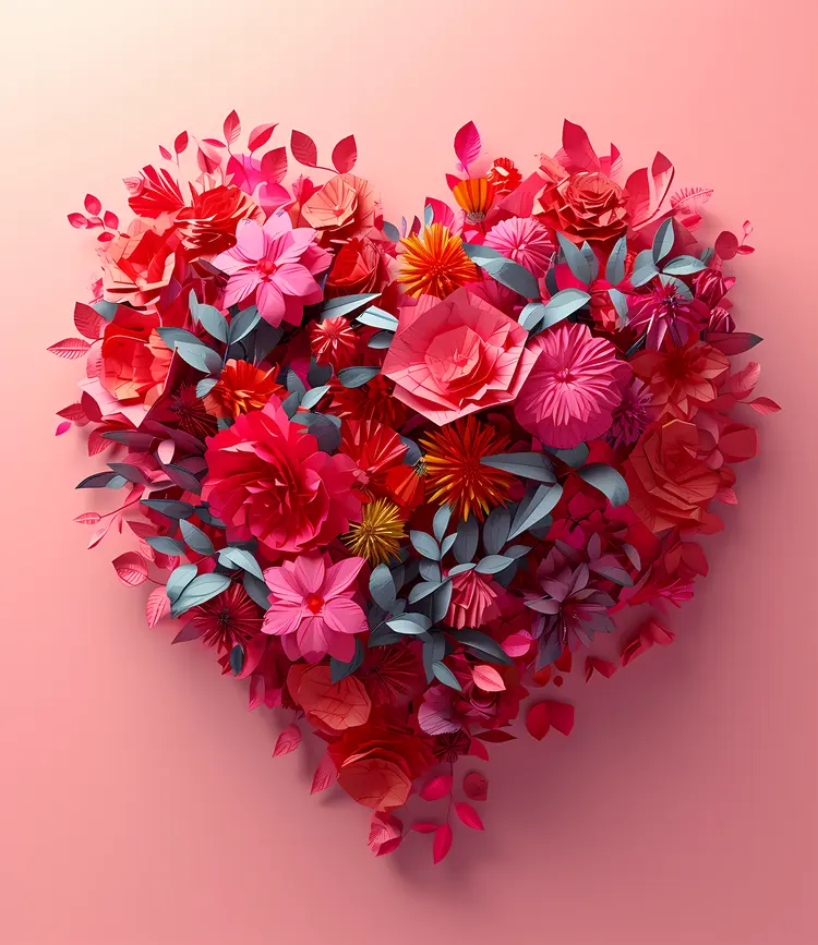 Heart Shaped Red and Pink Flower Bouquet