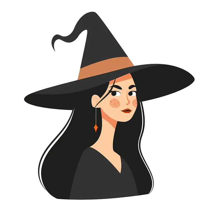 Witch with Long Black Hair