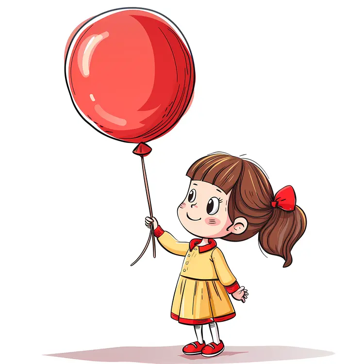 Happy Girl with Red Balloon