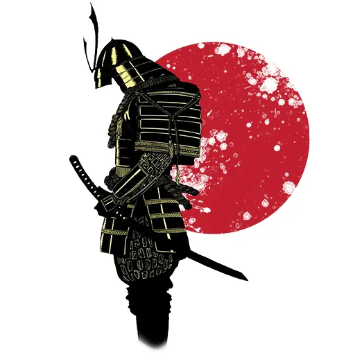 Samurai Silhouette with Red Sun