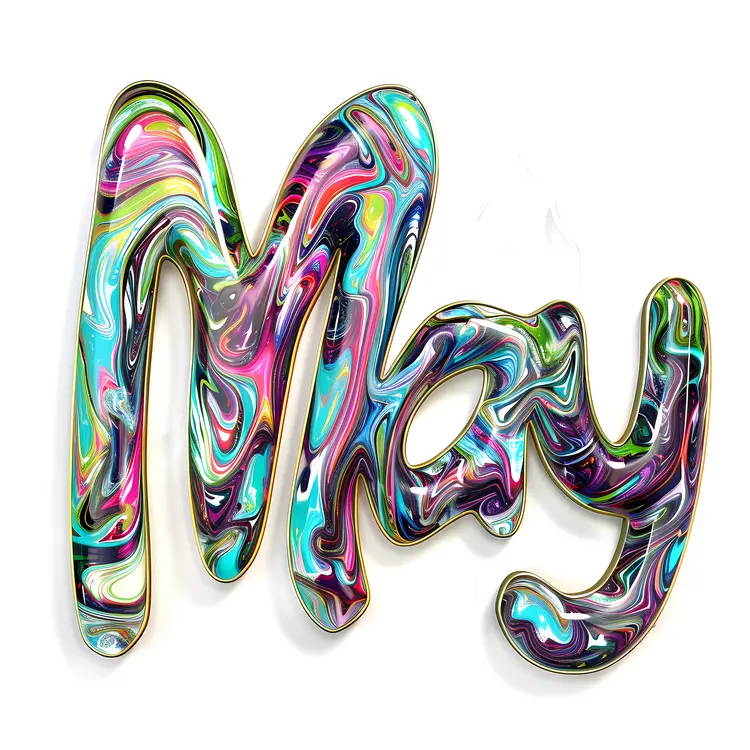 Swirled Colorful May Text