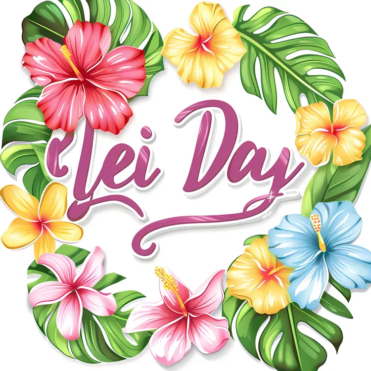 Lei Day Celebration with Hibiscus Flowers