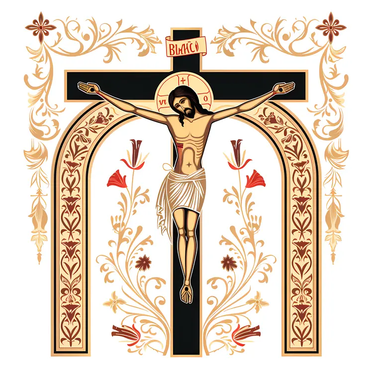 Ornate Crucifix with Floral Design