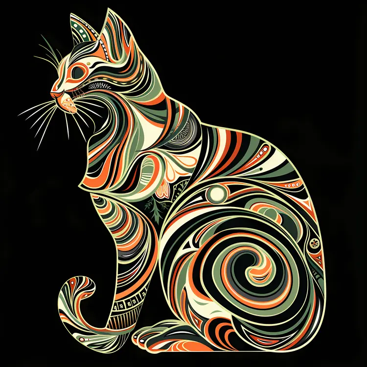 Colorful Artistic Cat Illustration