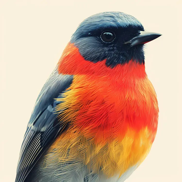 Colorful Bird with Red and Yellow Feathers