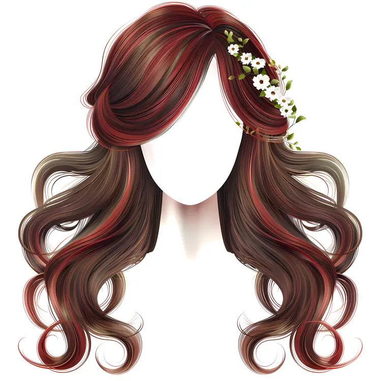 Curly Hair with Floral Accessory