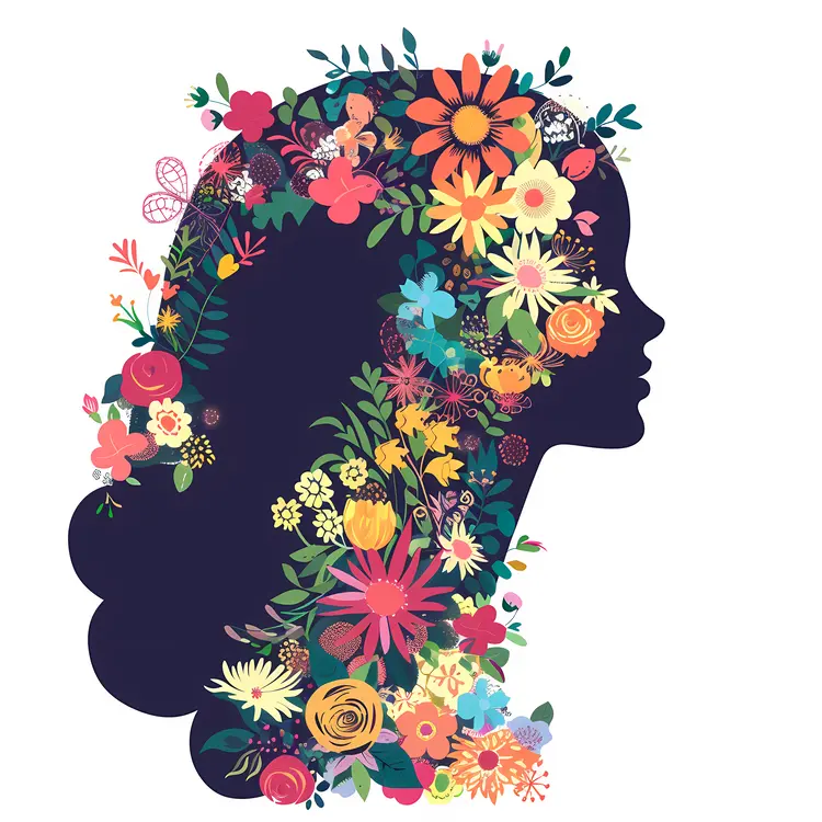 Floral Silhouette with Colorful Blooms