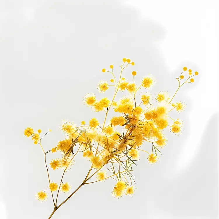 Yellow Flowers with Green Leaves Botanical Illustration