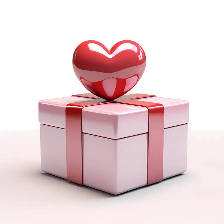 Gift Box with Heart Topper for Valentine's Day