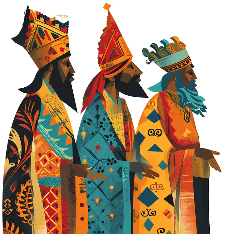 Colorful Three Kings Illustration