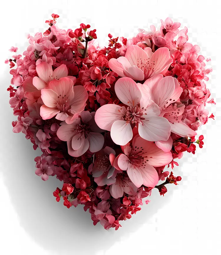 Heart-Shaped Pink and Red Flower Arrangement