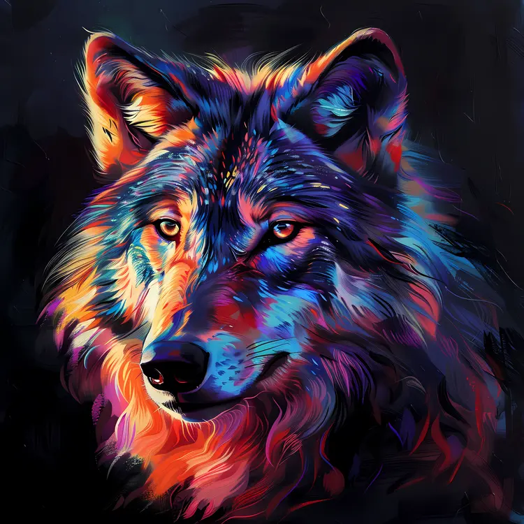 Colorful Wolf Art Painting
