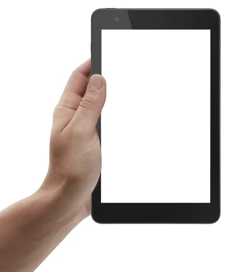 Black Tablet Held by Hand