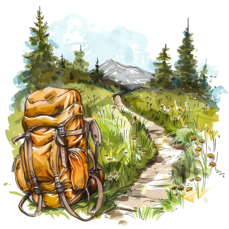 Backpack on a Hiking Trail