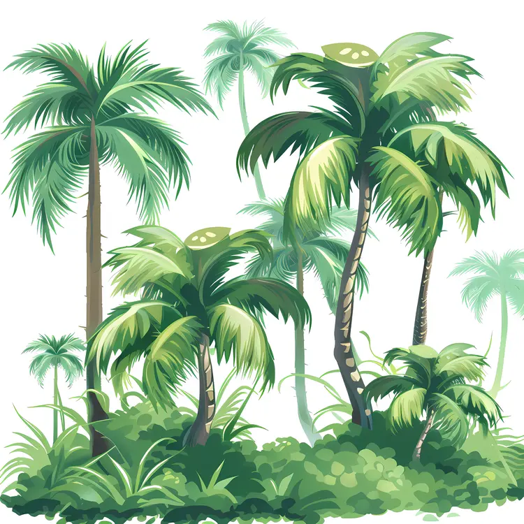 Lush Palm Trees in a Tropical Setting