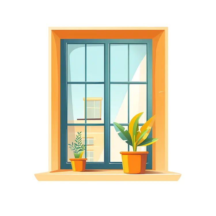 Window with Potted Plants