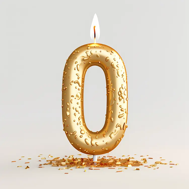 Golden Candle with Confetti for Birthday Celebration