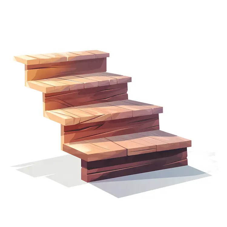 Wooden Steps in Cartoon Style
