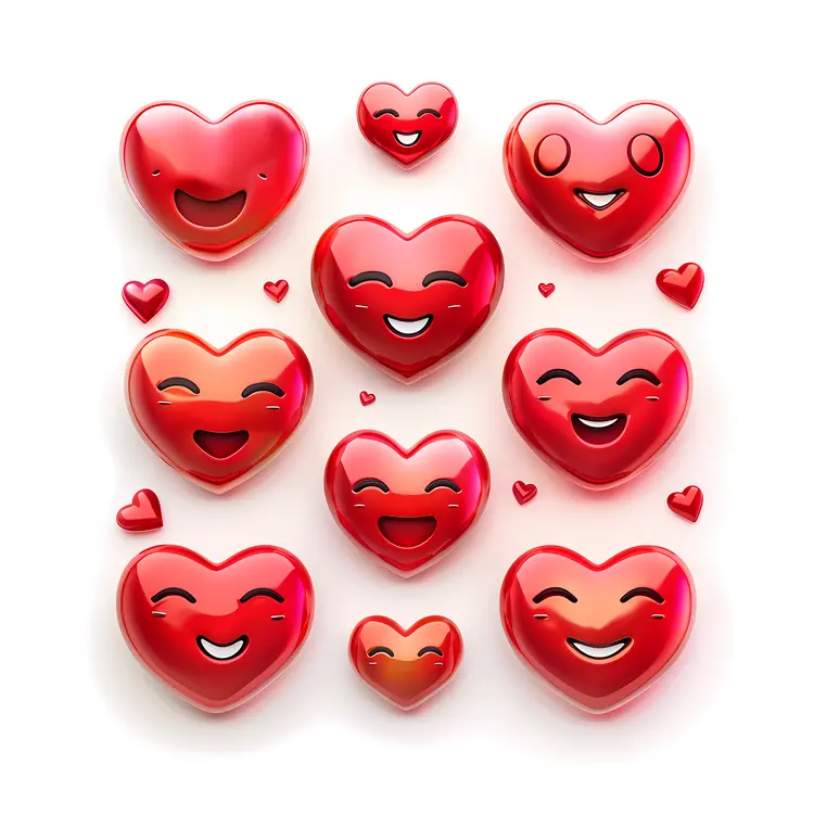 Smiling Red Hearts