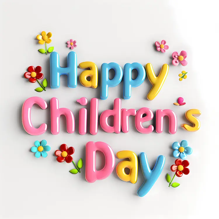 Happy Children's Day with Colorful Flowers