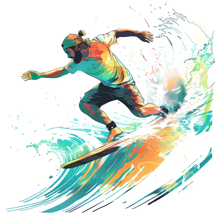 Colorful Illustration of a Surfer