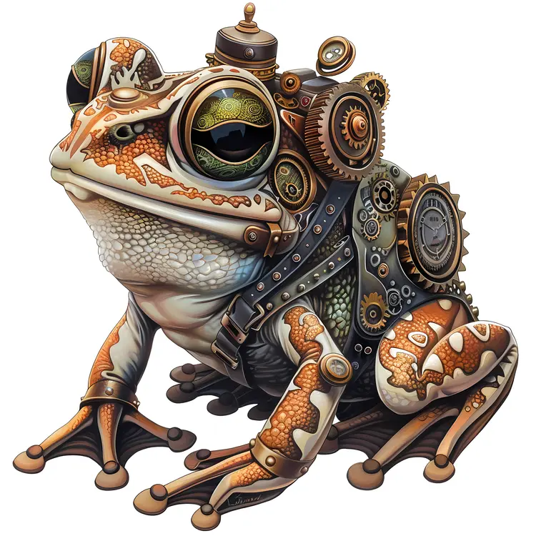 Steampunk Mechanical Frog with Gears