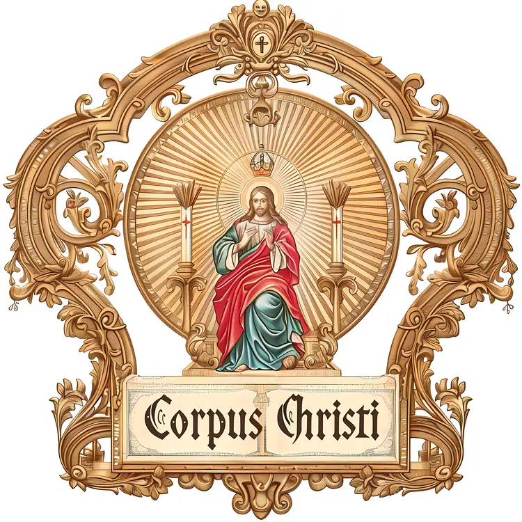 Corpus Christi Religious Celebration with Jesus and Candles