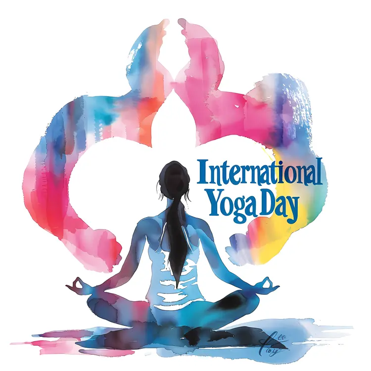 International Yoga Day Colorful Pose