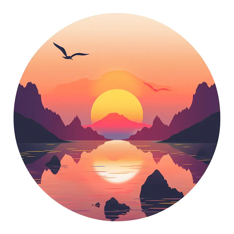 Beautiful Sunset Over Mountains