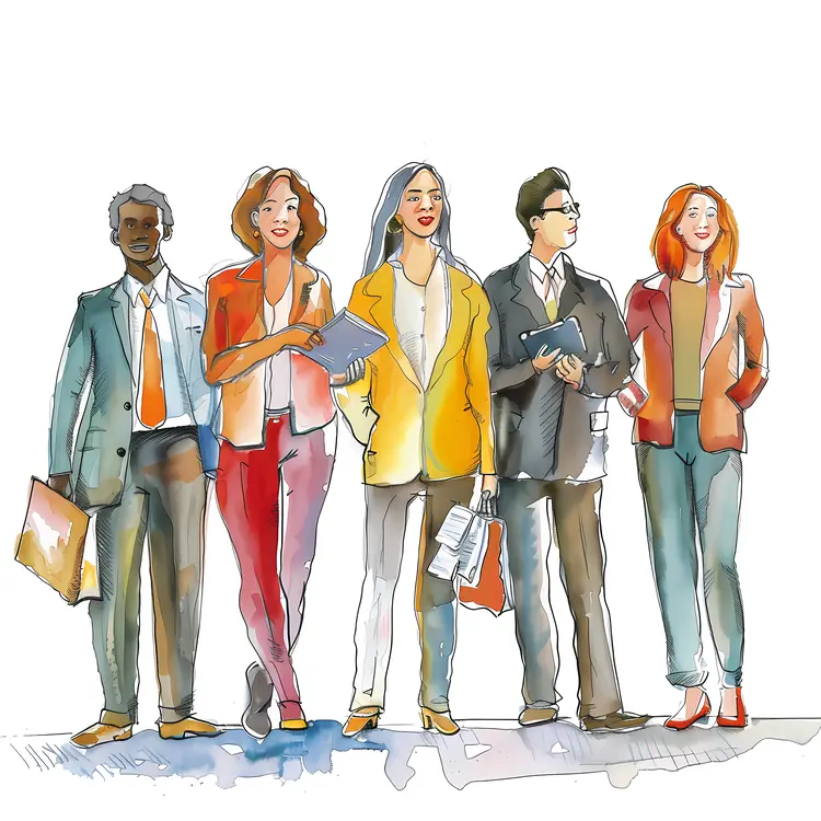 Group of Business People Walking