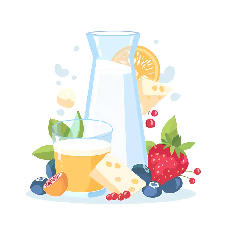 Illustration of Juice and Milk with Fruits