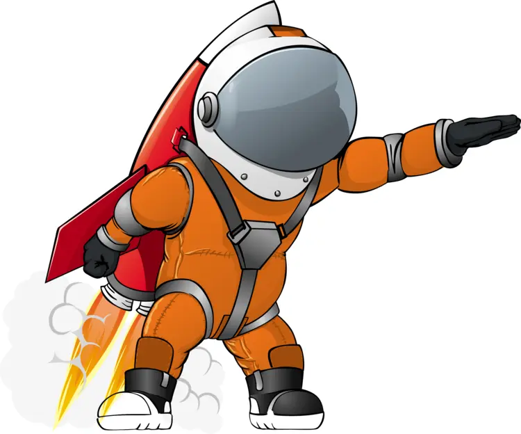 Astronaut with Jetpack in Orange Spacesuit