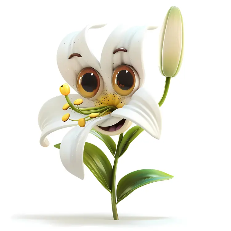 Cute White Lily Cartoon