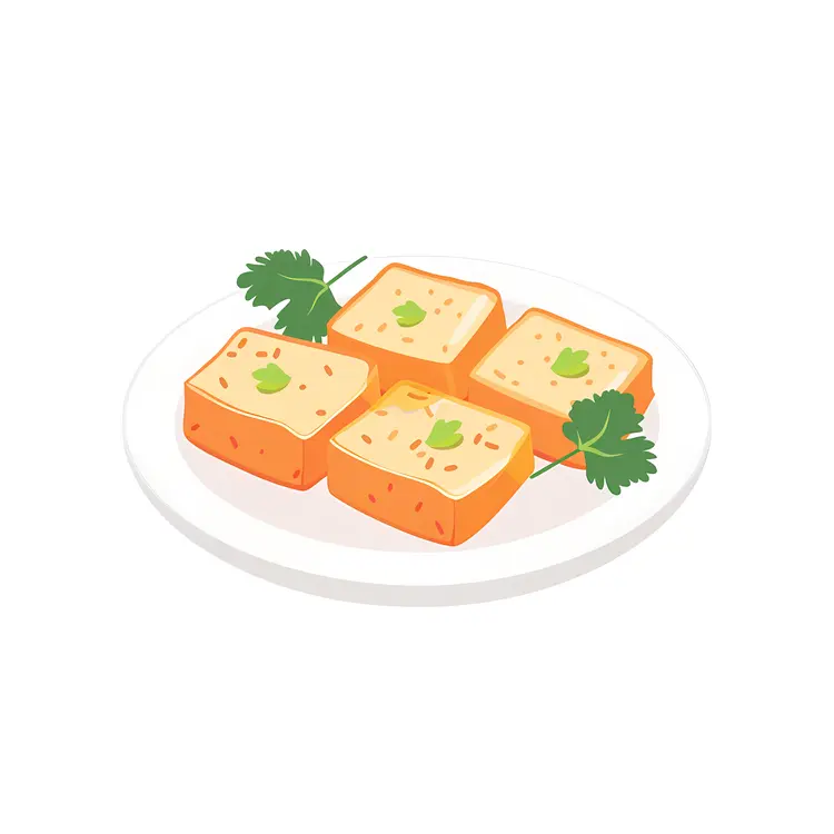 Plate of Tofu with Cilantro