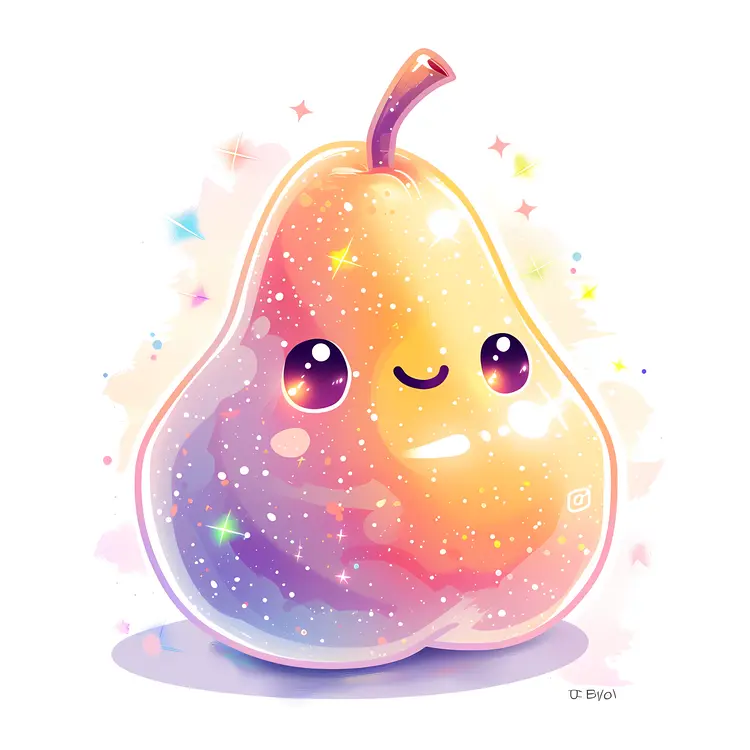 Sparkly Pear with Cute Face
