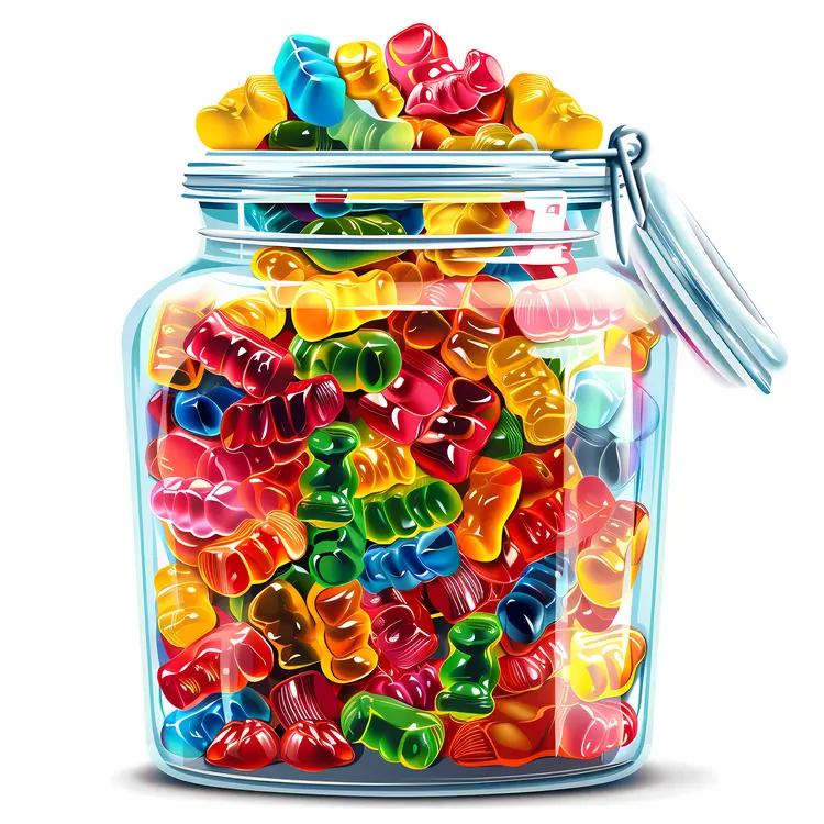 Jar of Colorful Gummy Bears